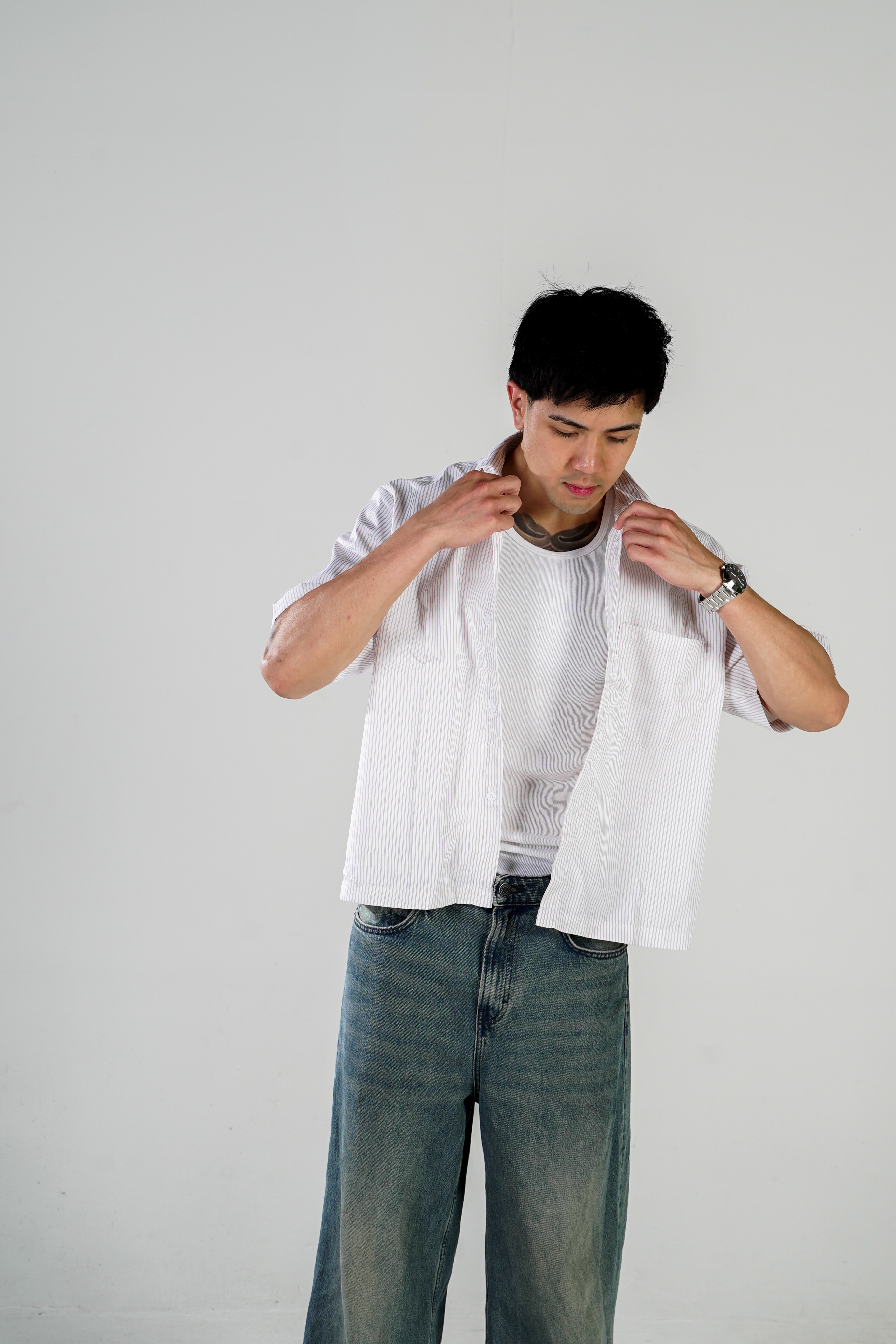 Cropped button up / Apricot