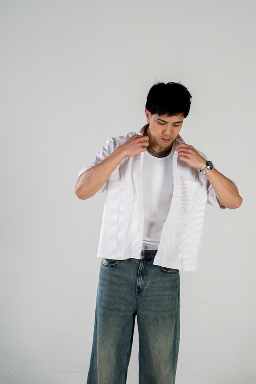 Cropped button up / Apricot