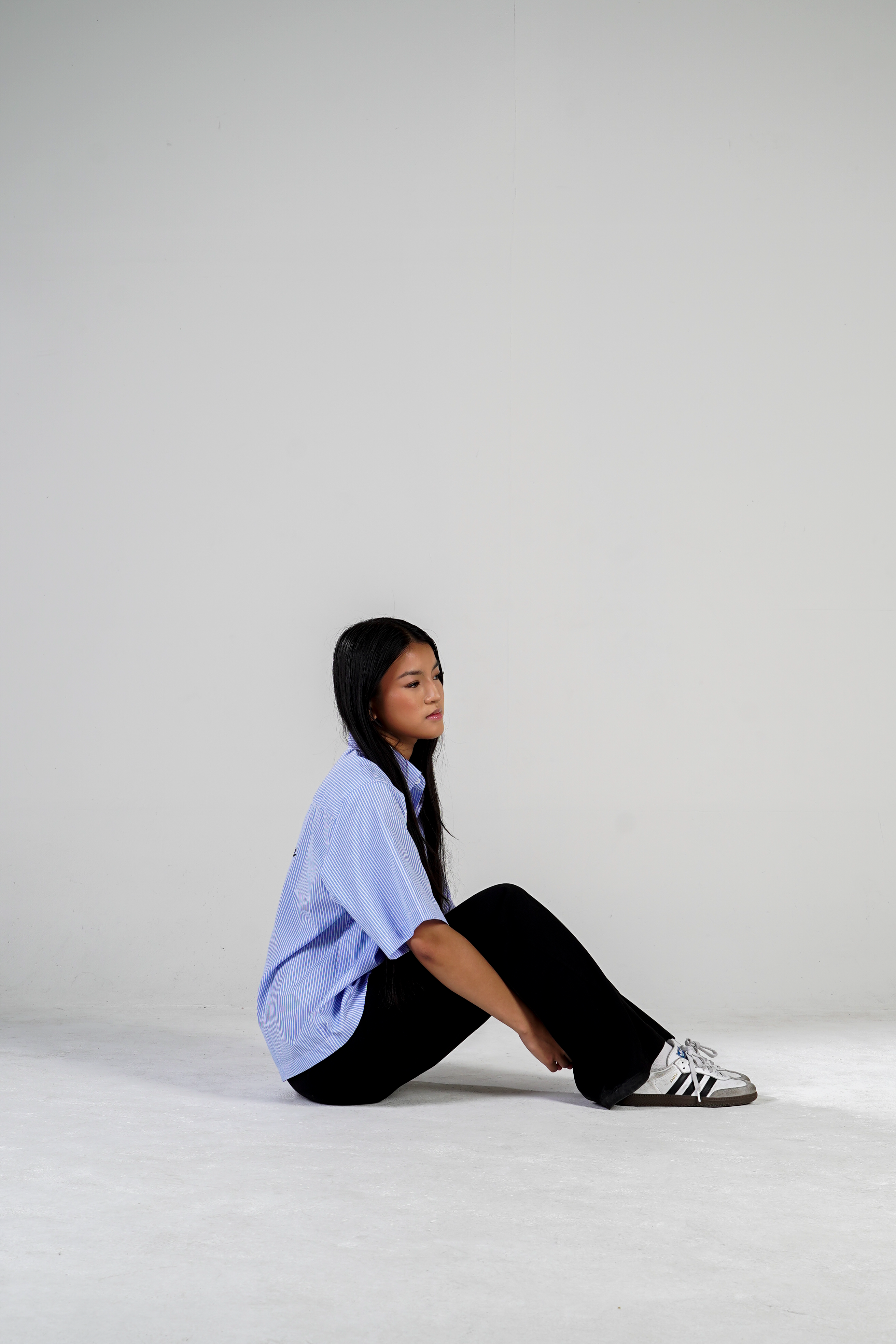 Cropped button up / summer blue